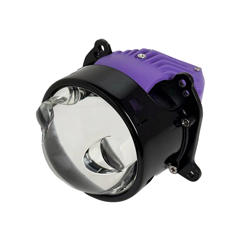 How do projector lenses improve headlight brightness and range?